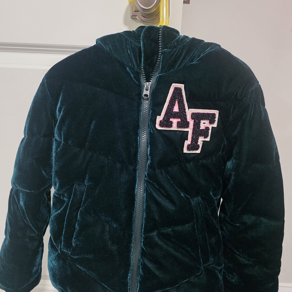 Abercrombie Kids Velvet Puffer Jacket - Dark Green